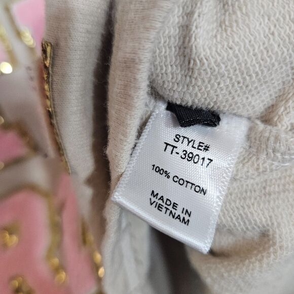 Judith March Wife of the Party Cropped Oversized Sweatshirt Women's Small Beige - Picture 6 of 8